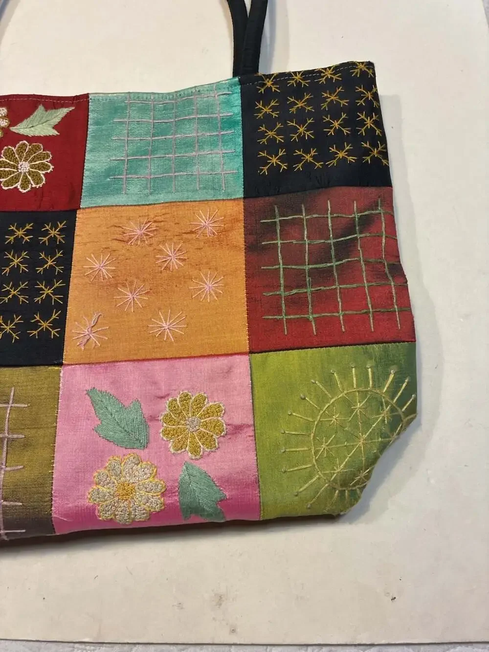 Circa Asia 100% Silk Embroidered Patchwork Tote Bag